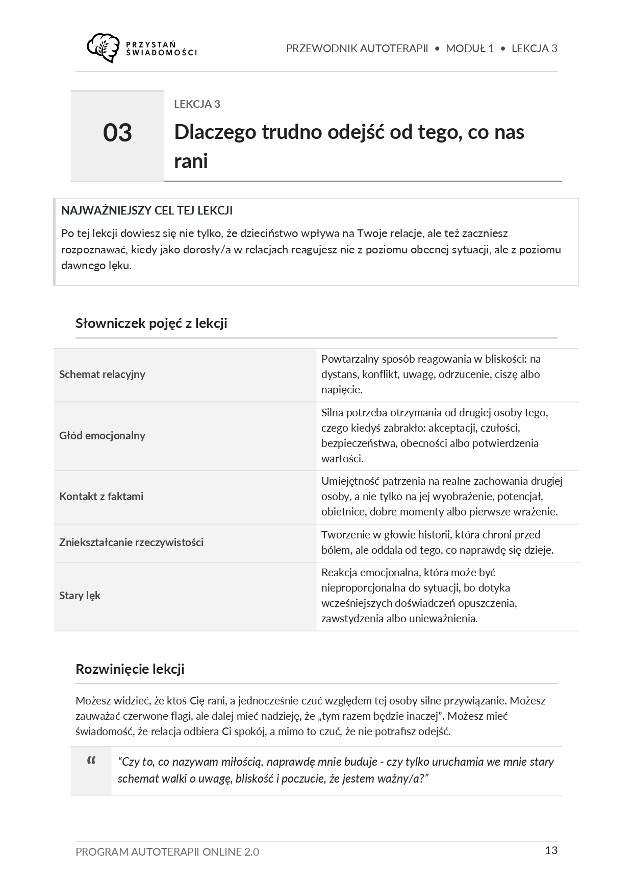 Podgląd strony Przewodnika Autoterapii